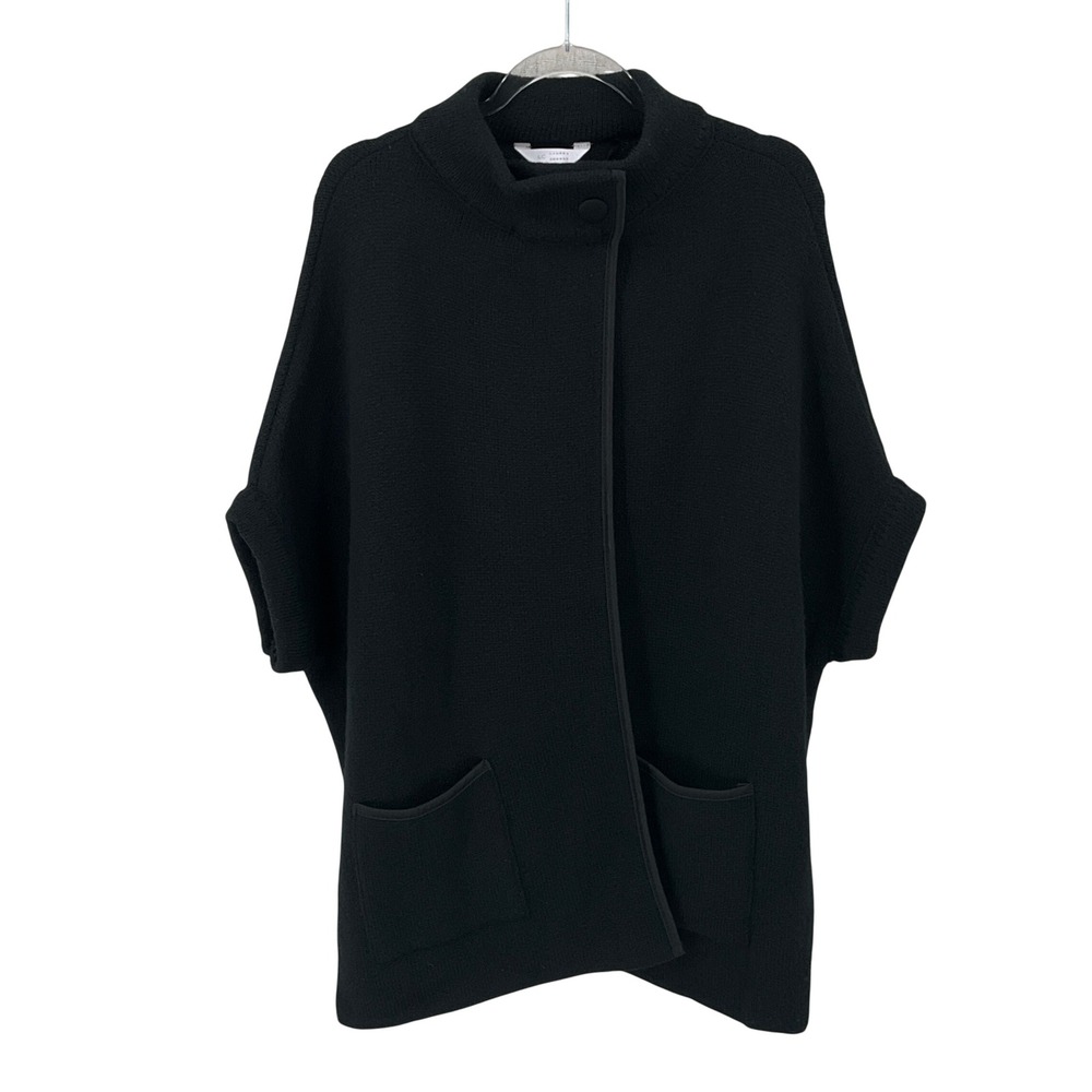 Riding Cape Knit Womens One Size Black Oversized Classic Mockneck Dark Academia